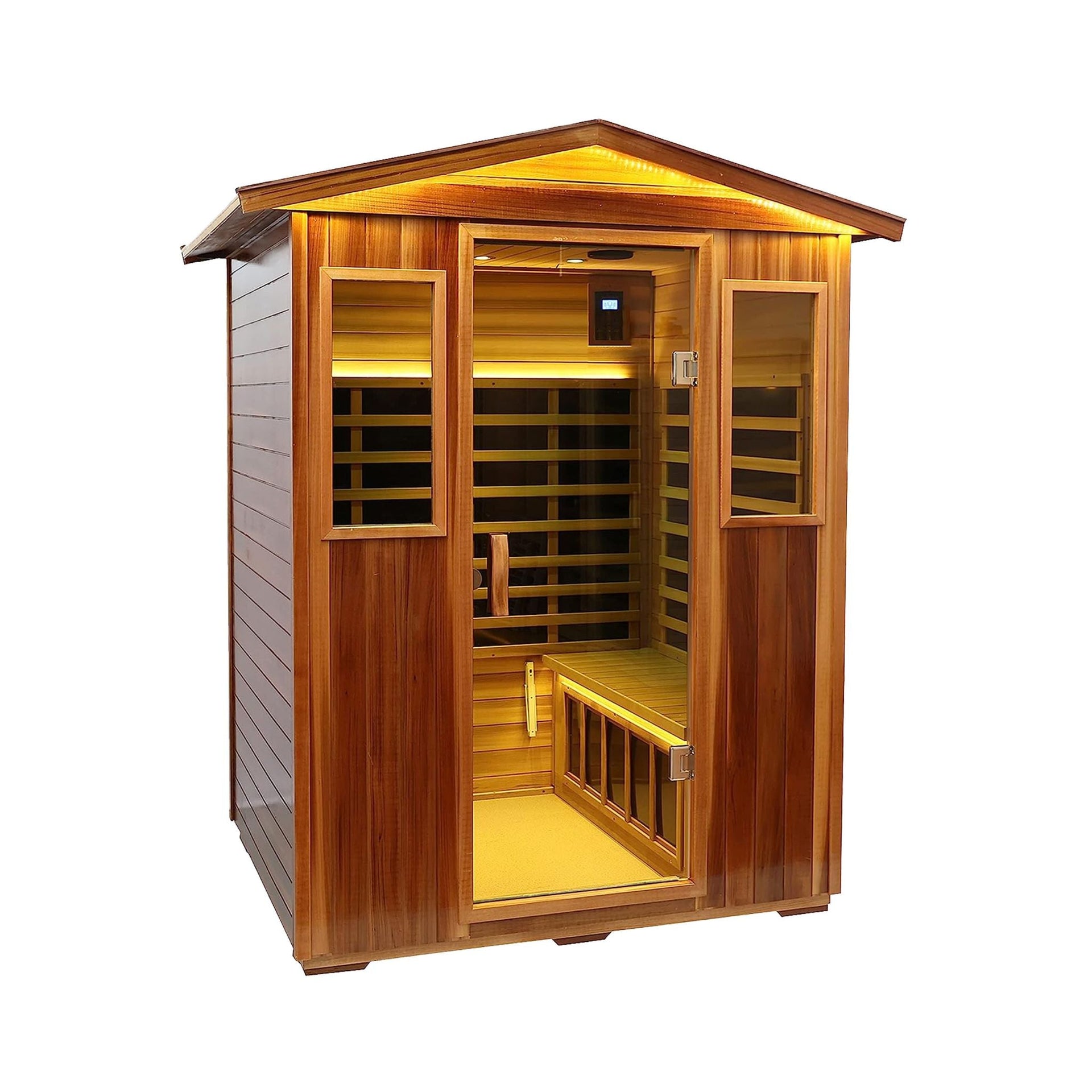 Kairo 4-Person Outdoor Infrared Hemlock Sauna With Tempered Glass Door (SAK82140)