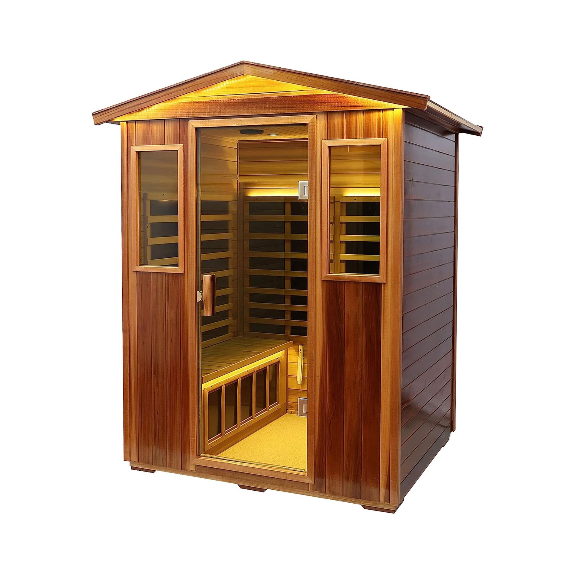 Kairo 4-Person Outdoor Infrared Hemlock Sauna With Tempered Glass Door (SAK82140)