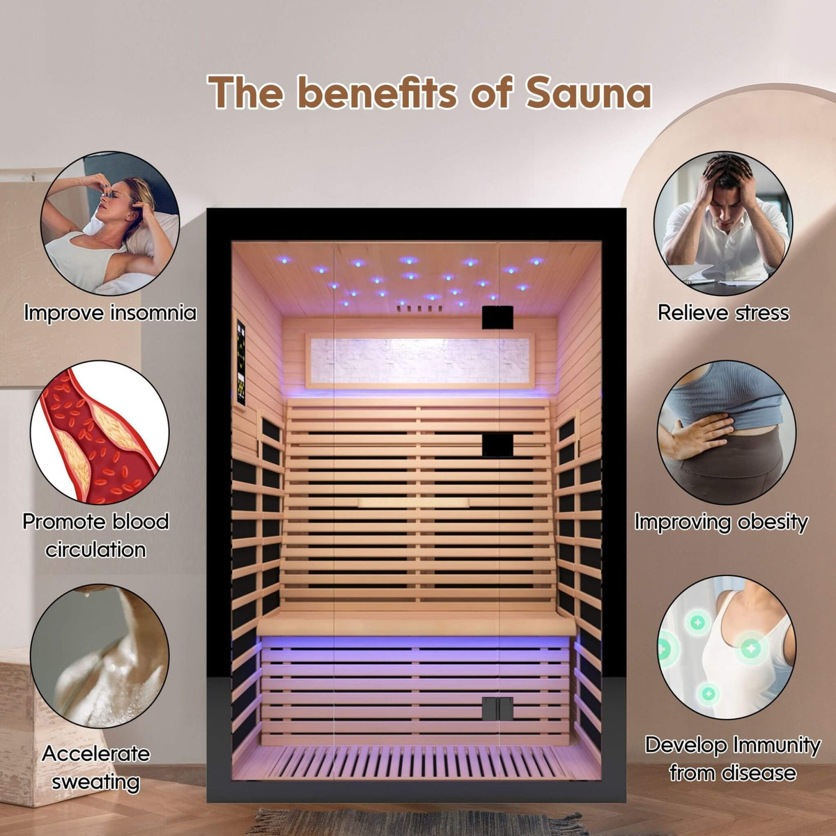 Vapor Luxury 2-Person Canadian Hemlock Wood Far Infrared Home Sauna (SAK56874)