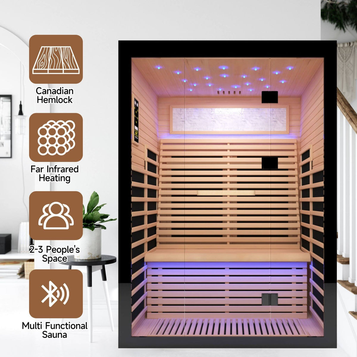 Vapor Luxury 2-Person Canadian Hemlock Wood Far Infrared Home Sauna (SAK56874)