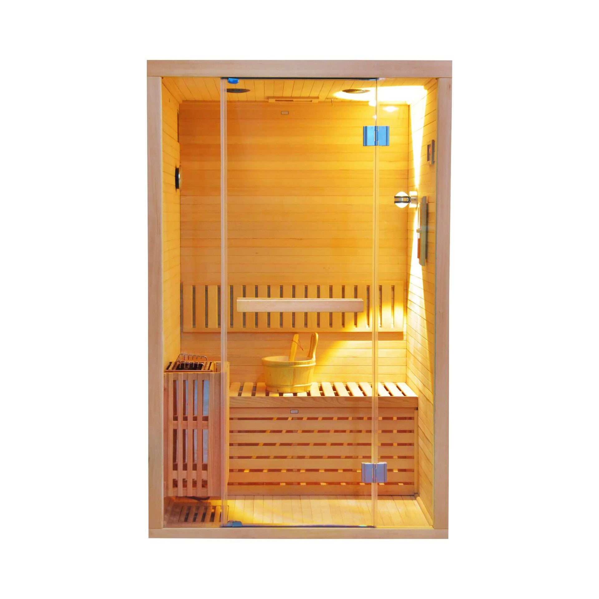 Alpine Premium 2-Person 3KW Hemlock Wood Sauna With LED Wall Light (SAK28471)