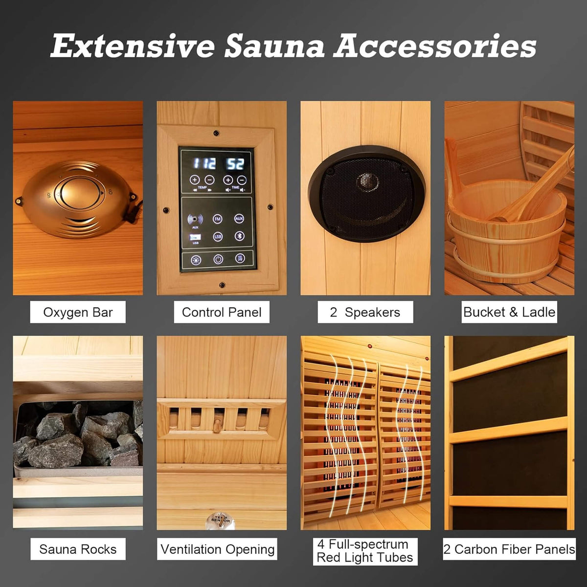 Luma 2-Person Indoor Hybrid Sauna Room With Infrared And 3.5KW Steam Heater [Made-To-Order] (SAK83750)