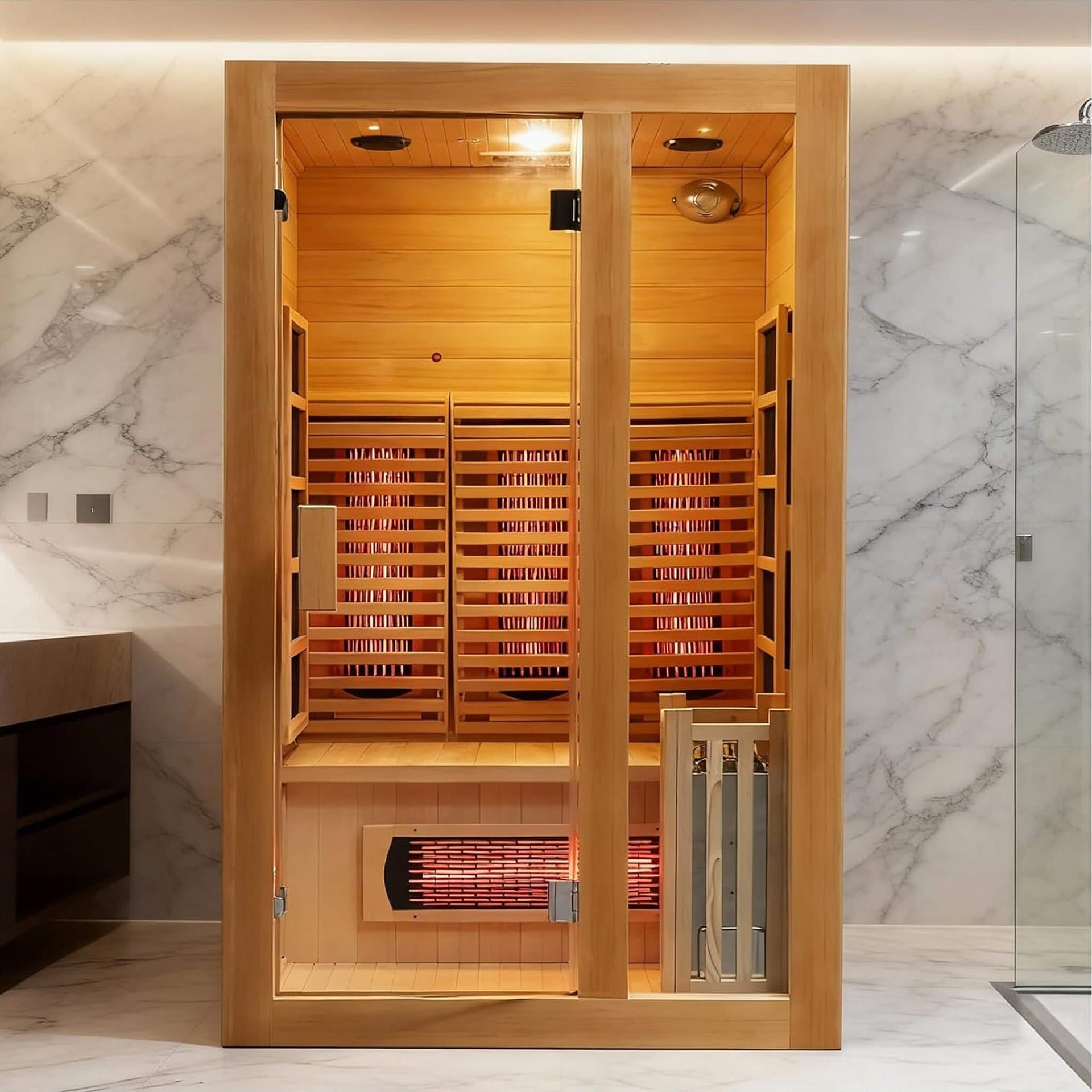 Luma 2-Person Indoor Hybrid Sauna Room With Infrared And 3.5KW Steam Heater [Made-To-Order] (SAK83750)