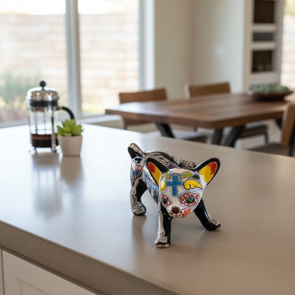 Talavera Peeing Chihuahua | Day of the Dead Mexican Figurine