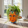 Talavera Face Planter | Hand-Painted Mexican Lady Pot Folk Art