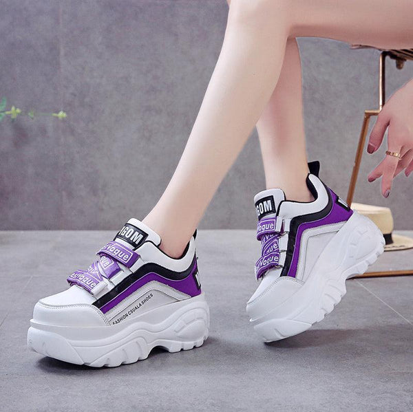 Thick Bottom Chunky Womens Sneakers White Black High Heels Strong Woman Casual Autumn Winter Footwear Casual Everyday Walking Fashionable Sneakers
