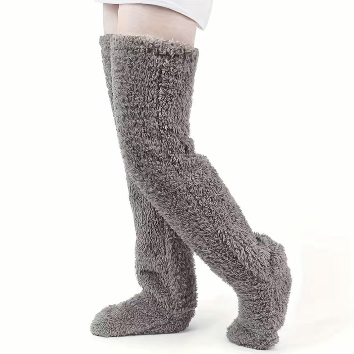 Thick leg warmers, knee pads, warm plush pants, long leg exposed socks