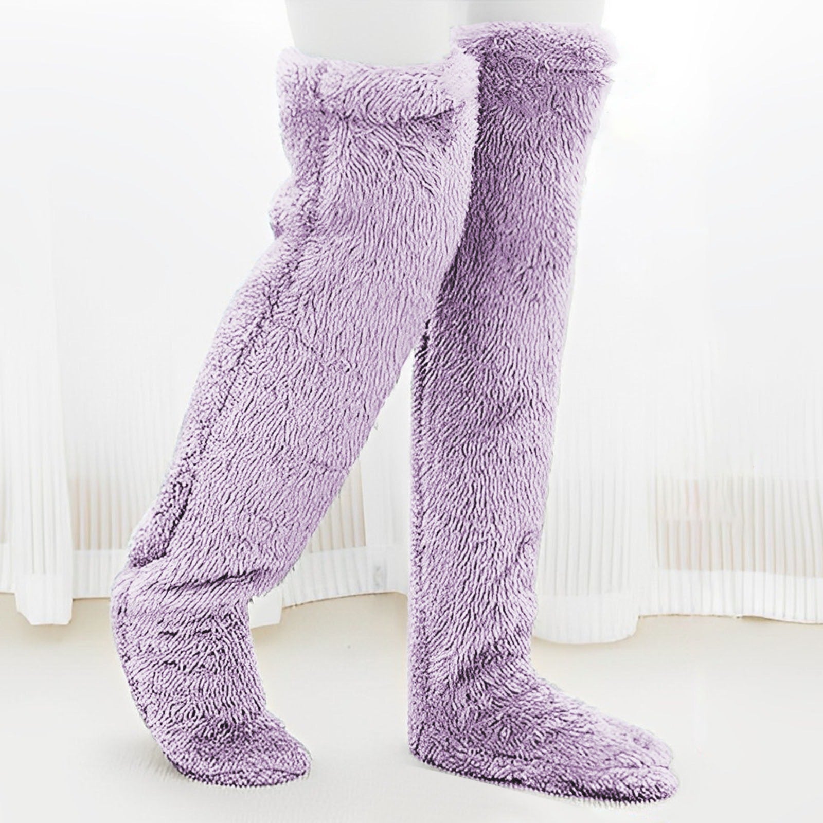 Thick leg warmers, knee pads, warm plush pants, long leg exposed socks