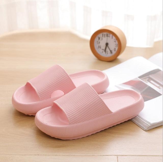Thick Platform Bathroom Home Slippers Women Fashion Soft Sole EVA Indoor Slides Woman Sandals Summer Non-slip Flip Flops Quick Drying Open Toe Super Soft Comfy Thick Sole Home House Cloud Cushion Sandals For Indoor And Outdoor Platform Shoes