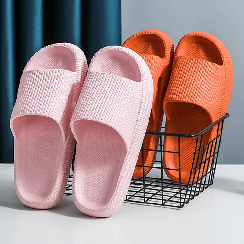 Thick Platform Bathroom Home Slippers Women Fashion Soft Sole EVA Indoor Slides Woman Sandals Summer Non-slip Flip Flops Quick Drying Open Toe Super Soft Comfy Thick Sole Home House Cloud Cushion Sandals For Indoor And Outdoor Platform Shoes