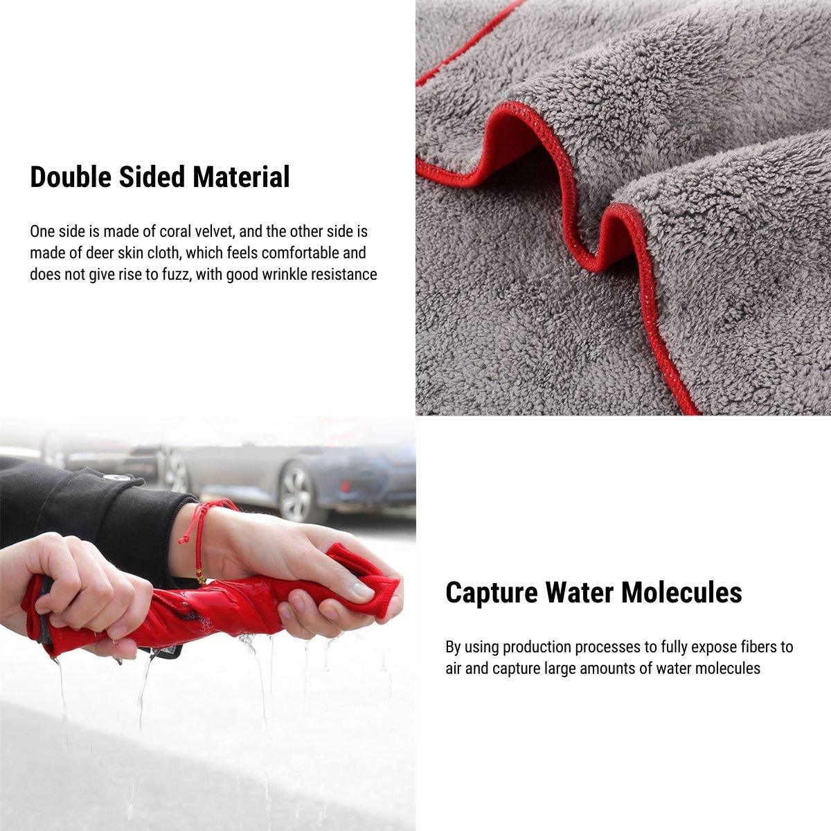 Premium Dual-Sided Microfiber Towel | 8x Absorbent | Coral Velvet + Suede | 28×20cm