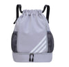 Thickened backpack, large capacity, ultra-light dry and wet separation sports swimming bag, drawstring training backpack - Grey / One size fits all thickened