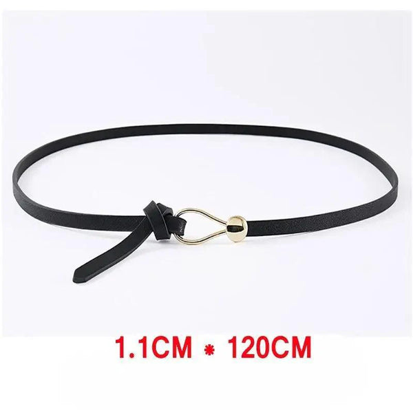 Thin Golden Buckle PU Leather Strap Belts For Women Casual Dress Luxurious Ladies Waist Belt