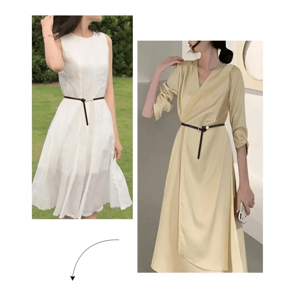 Thin Golden Buckle PU Leather Strap Belts For Women Casual Dress Luxurious Ladies Waist Belt