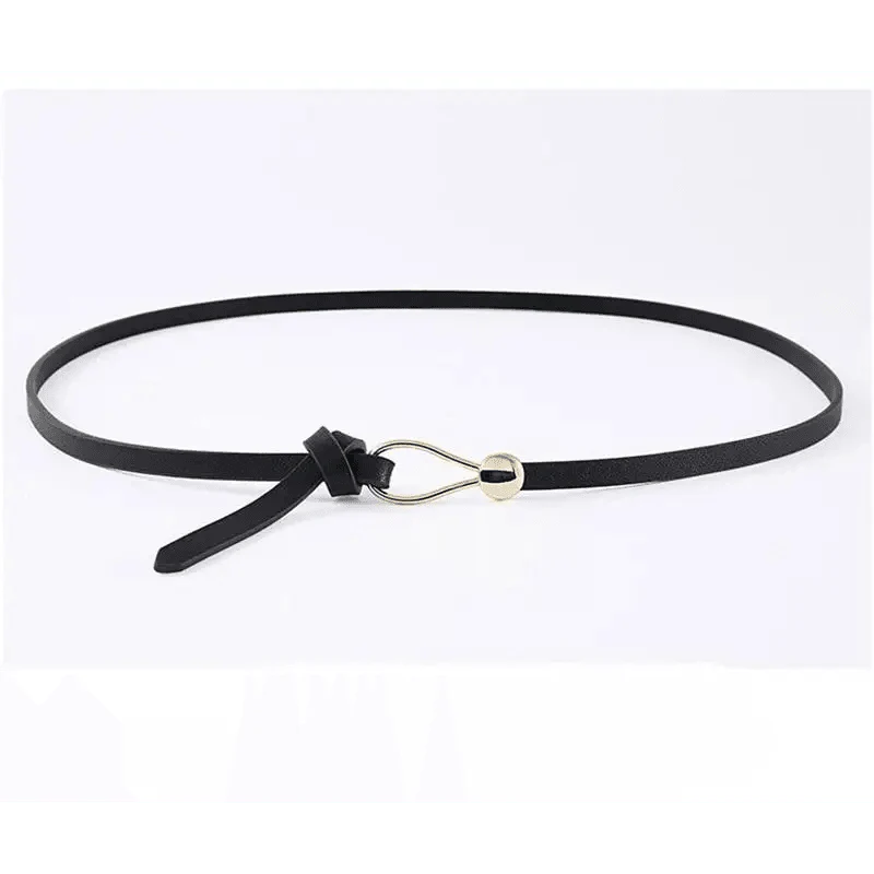 Thin Golden Buckle PU Leather Strap Belts For Women Casual Dress Luxurious Ladies Waist Belt