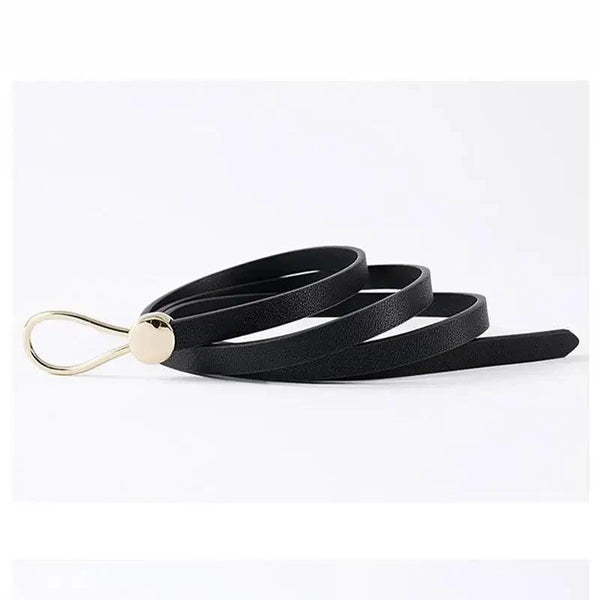 Thin Golden Buckle PU Leather Strap Belts For Women Casual Dress Luxurious Ladies Waist Belt