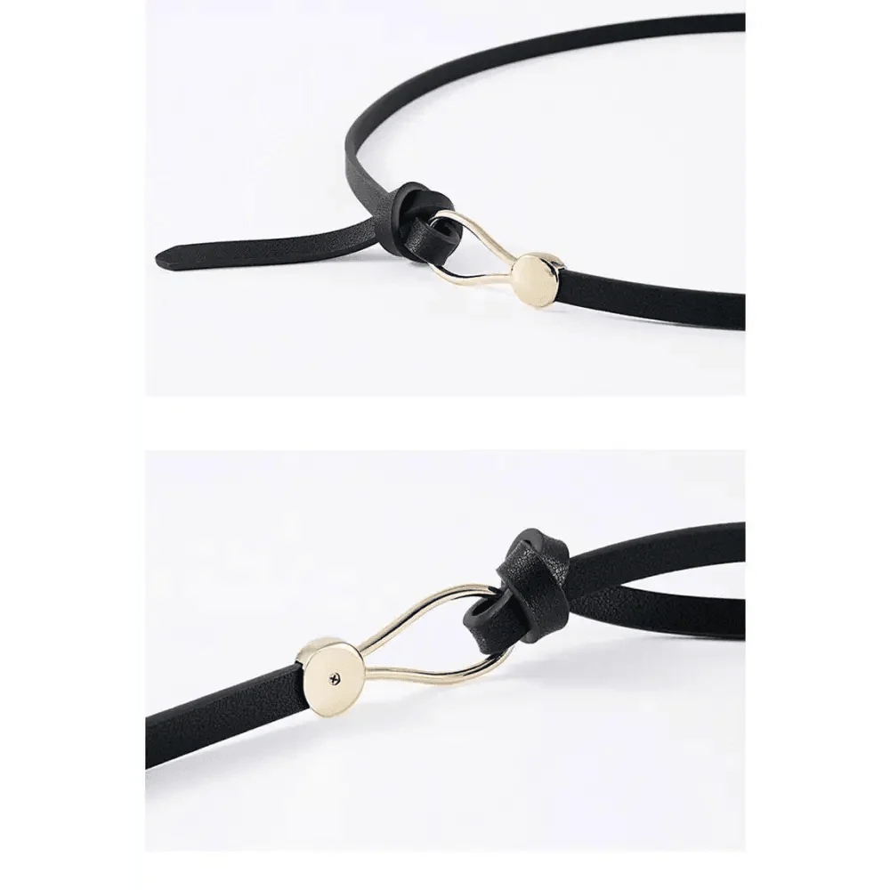 Thin Golden Buckle PU Leather Strap Belts For Women Casual Dress Luxurious Ladies Waist Belt