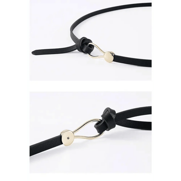 Thin Golden Buckle PU Leather Strap Belts For Women Casual Dress Luxurious Ladies Waist Belt