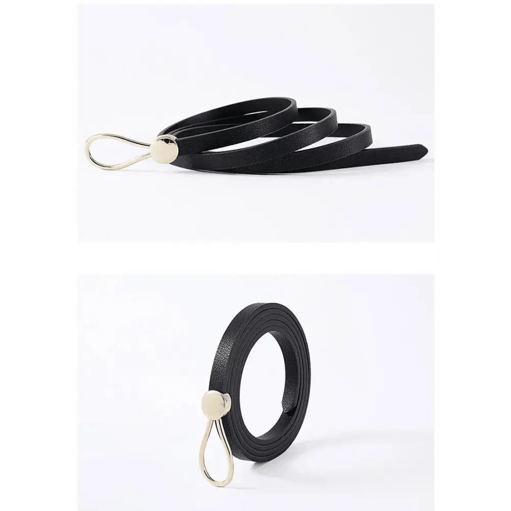 Thin Golden Buckle PU Leather Strap Belts For Women Casual Dress Luxurious Ladies Waist Belt