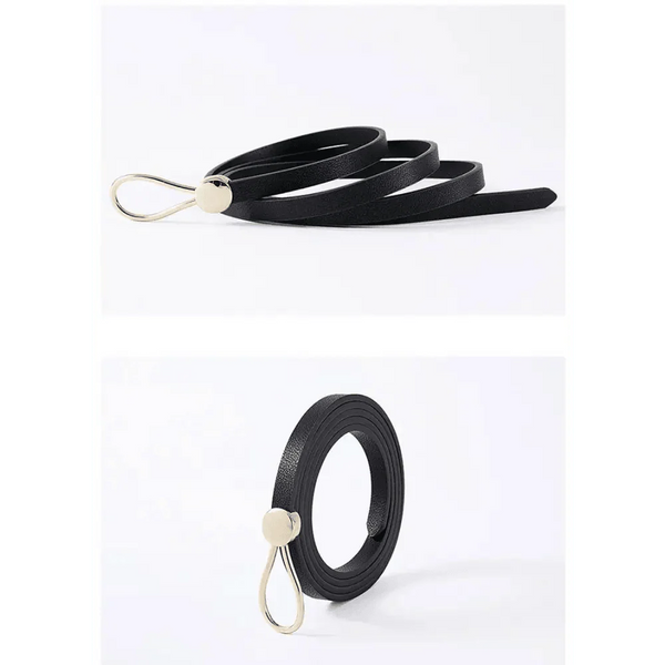 Thin Golden Buckle PU Leather Strap Belts For Women Casual Dress Luxurious Ladies Waist Belt