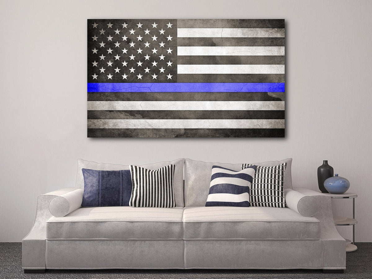 Thin Blue Line Flag - Personalized Canvas