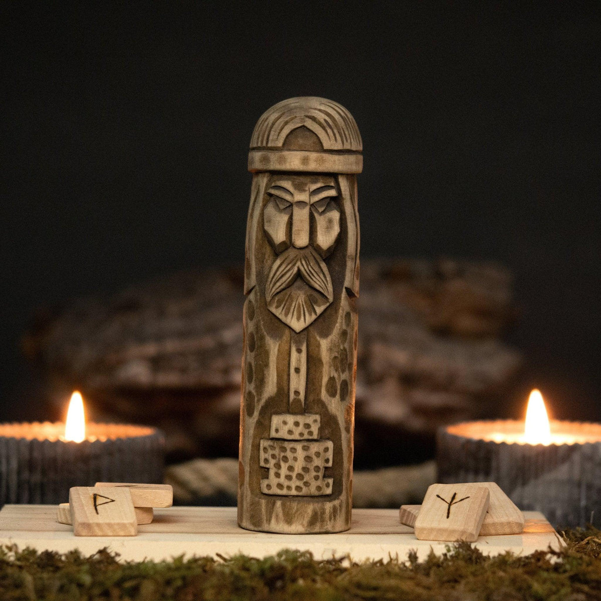 Thor Wooden Figurine – 14 cm (5.7 inches) Hand-Carved Norse God of Thunder and Strength