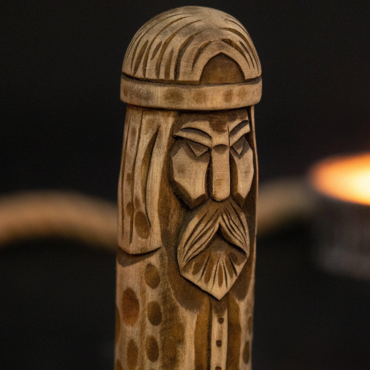 Thor Wooden Figurine – 14 cm (5.7 inches) Hand-Carved Norse God of Thunder and Strength