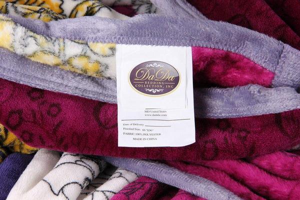 DaDa Bedding Botanical Floral Striped Carnations Mink Flannel Fleece Throw Blanket (XY9829)