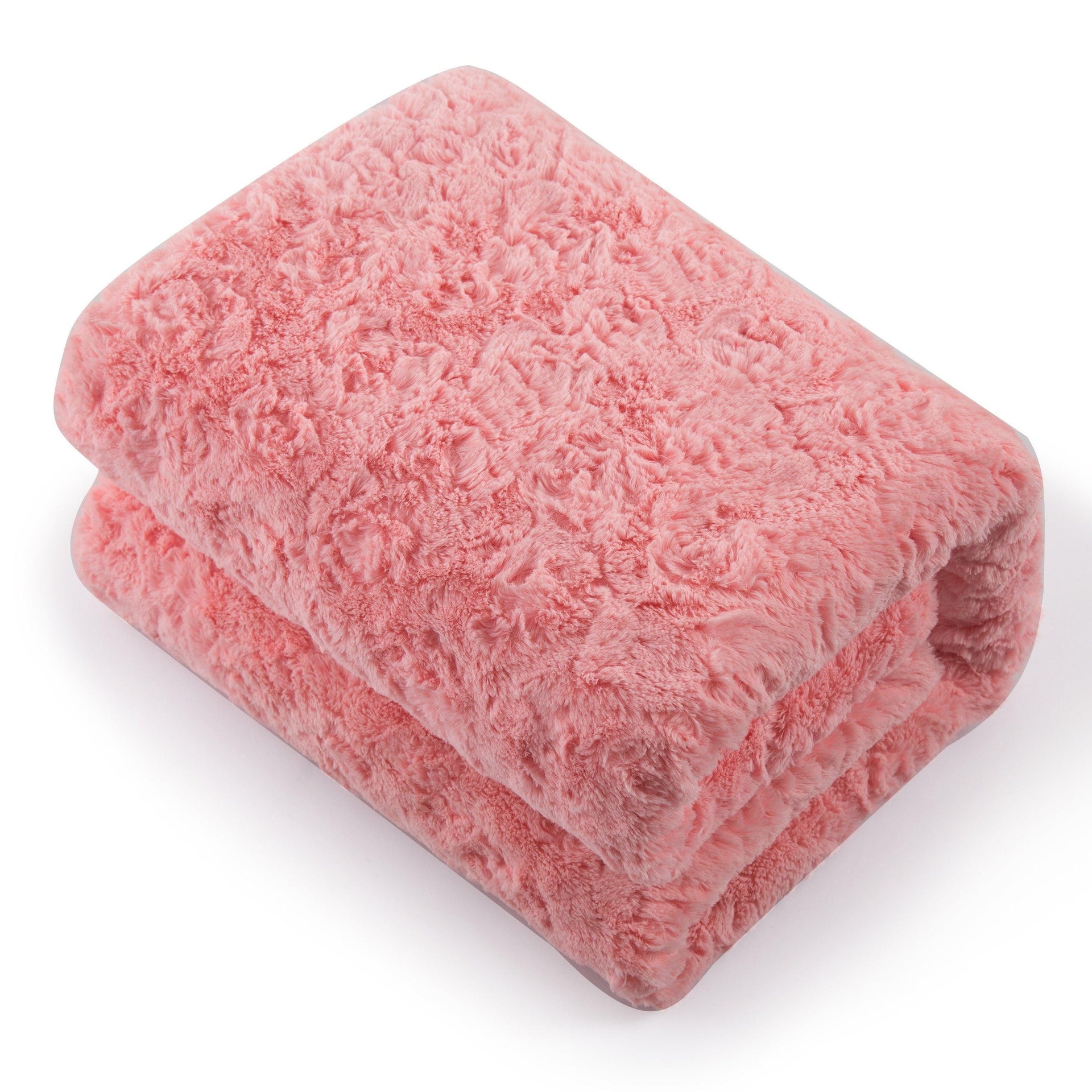DaDa Bedding Luxury Blossom Pink Rose Buds Pink Sherpa Backside Faux Fur Throw Blanket (BL-171752)