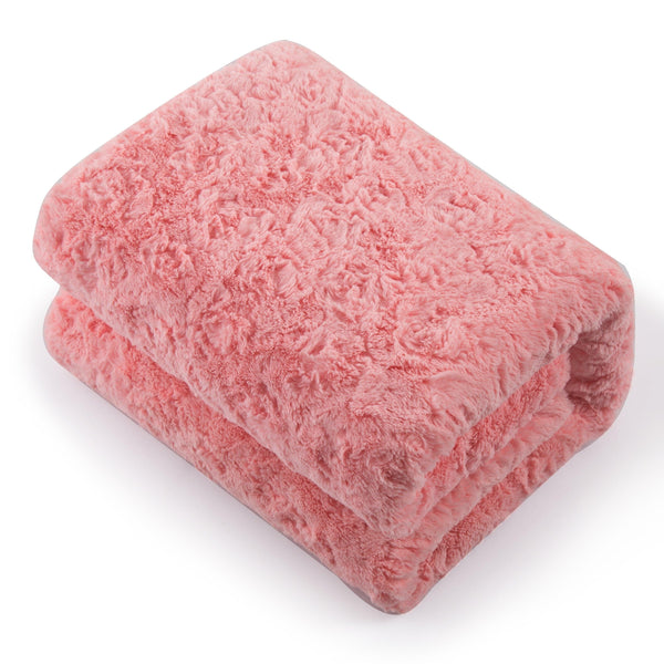 DaDa Bedding Luxury Blossom Pink Rose Buds Pink Sherpa Backside Faux Fur Throw Blanket (BL-171752)