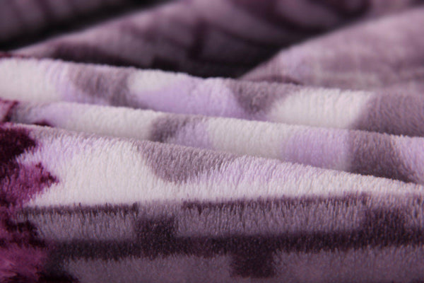 DaDa Bedding Orchid Blossoms Striped Floral Lavender Plush Fleece Flannel Throw Blanket (XY9833)