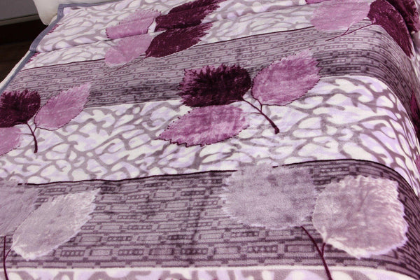 DaDa Bedding Orchid Blossoms Striped Floral Lavender Plush Fleece Flannel Throw Blanket (XY9833)