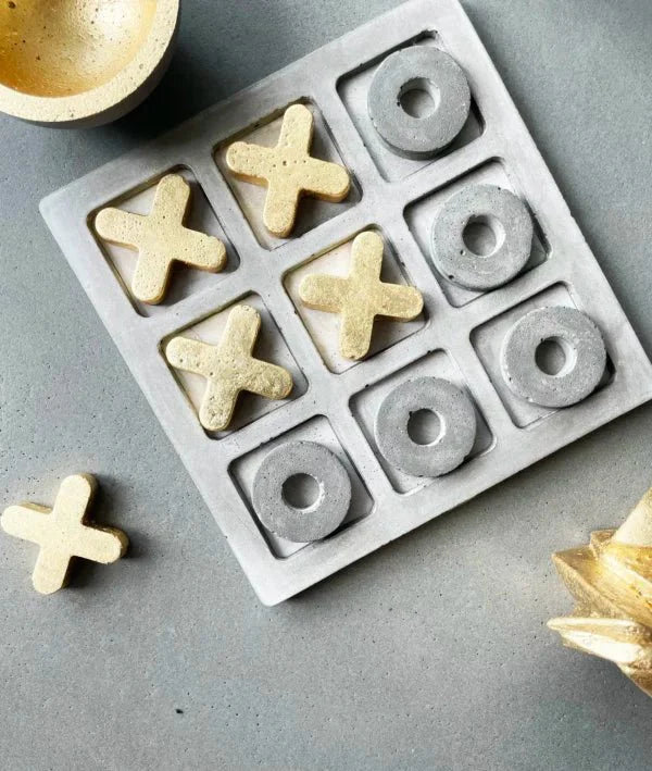 Concrete XO Game – Gold & Grey