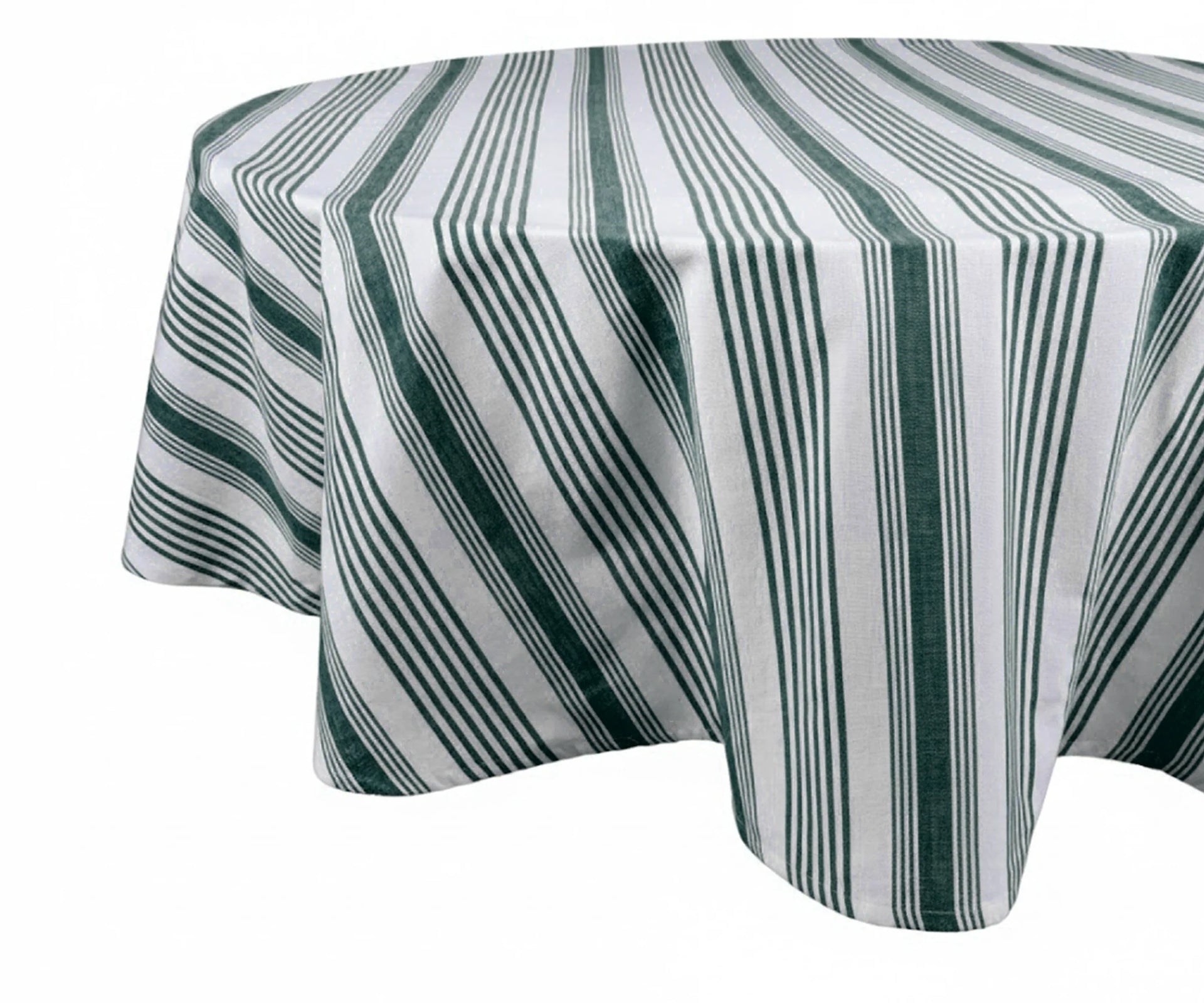Green and White Round Tablecloth