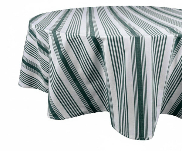Green and White Round Tablecloth