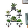 Black Metal Plant Stands Six Pots Circular Design