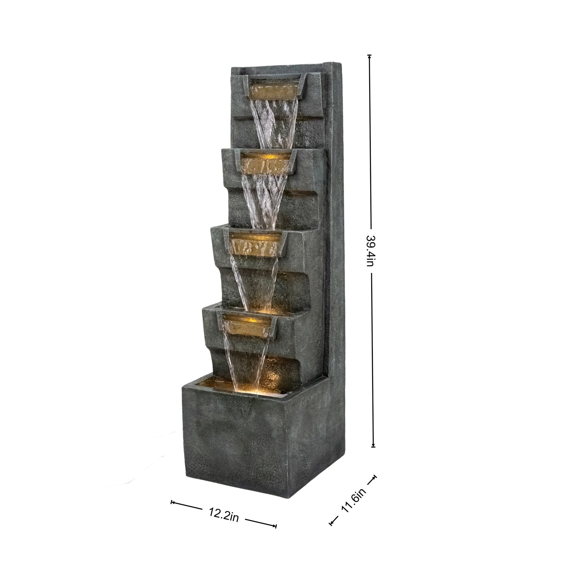 Resin Modern Outdoor Fountain 39 Inch Tilted Chutes