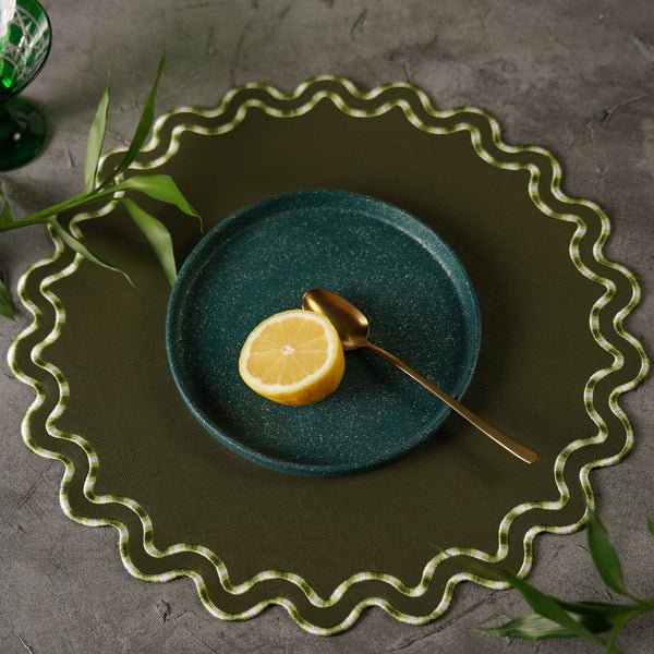 ELYSIAN DARK GREEN FAUX LEATHER PLACEMAT (Set Of 4)