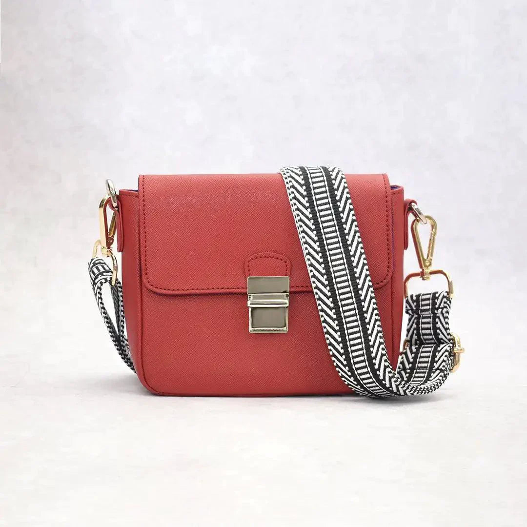 Compact Leather Crossbody Handbag - Cabernet