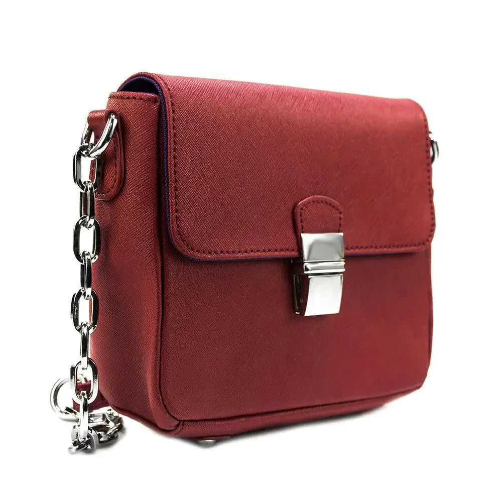 Compact Leather Crossbody Handbag - Cabernet
