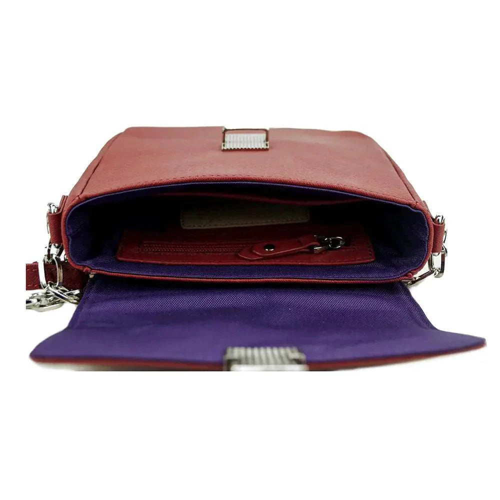 Compact Leather Crossbody Handbag - Cabernet