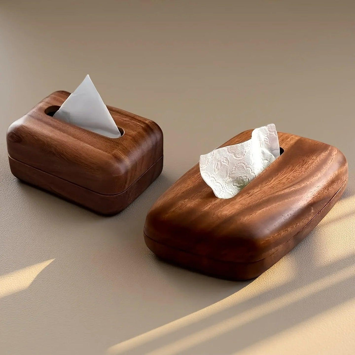 Tissue Box - Modern Walnut Wooden Rectangular