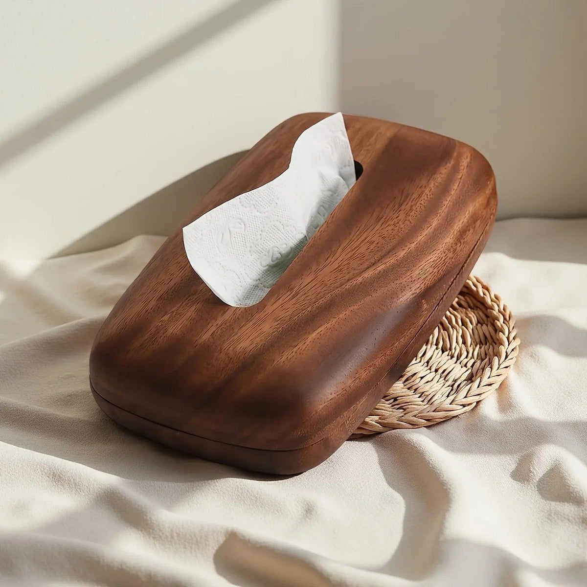 Tissue Box - Modern Walnut Wooden Rectangular