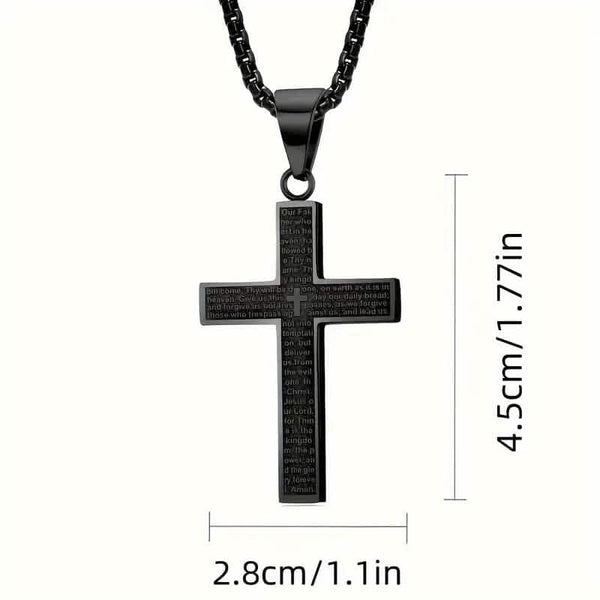 Titanium Steel Cross Prayer Pendant Necklace