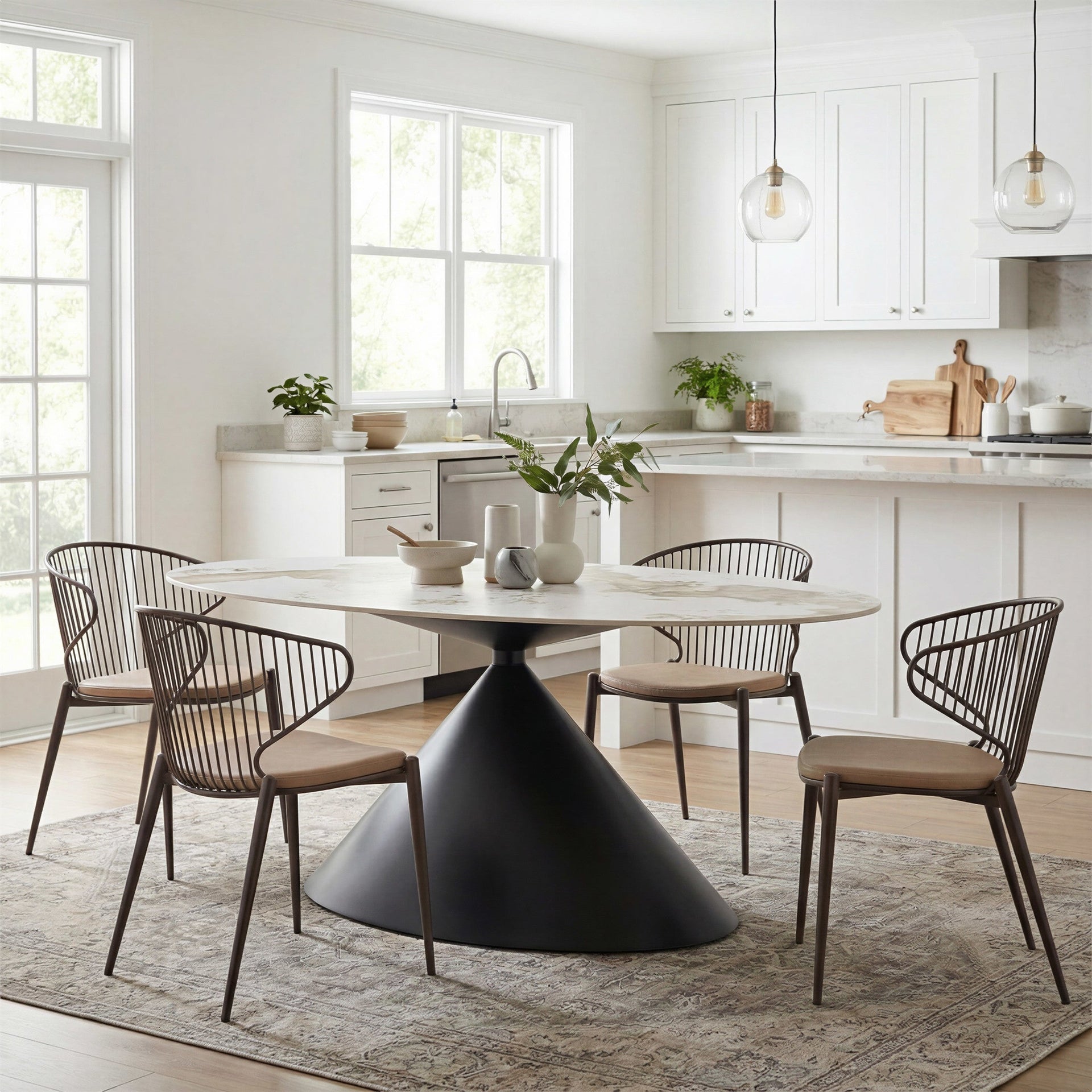 Silues Dining Chair (Set of 2) Taupe & Brown