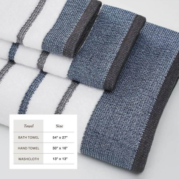 Decorative Cotton Stripe Bath Towel Set - Noelle Collection