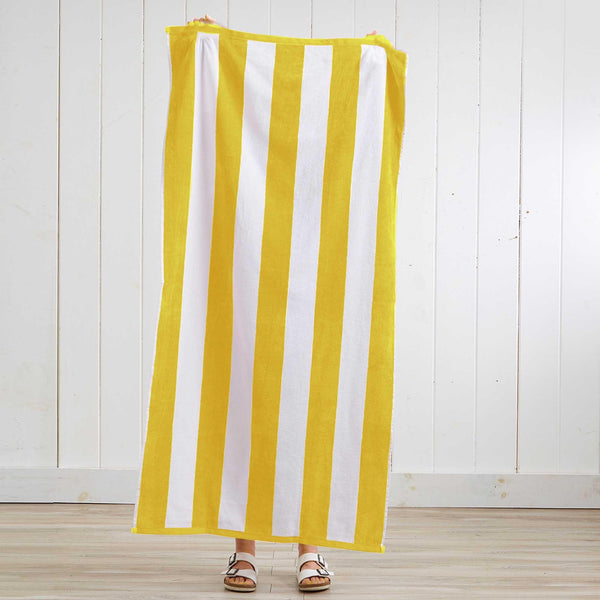 Cotton Velour Cabana Stripe Beach Towel - Novia Collection