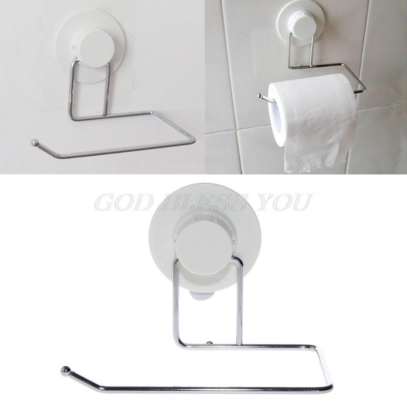 Toilet Paper Holder Bathroom Suction Hanger Tissue Rack Kitchen Towel Hook Powerful Vacuum Suction Cup Toilet Paper Roll Holder Wall Mount Towel Tissue Rack For Bathroom And Kitchen-Drill Free