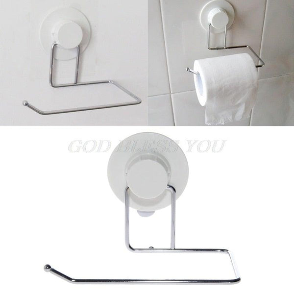 Toilet Paper Holder Bathroom Suction Hanger Tissue Rack Kitchen Towel Hook Powerful Vacuum Suction Cup Toilet Paper Roll Holder Wall Mount Towel Tissue Rack For Bathroom And Kitchen-Drill Free