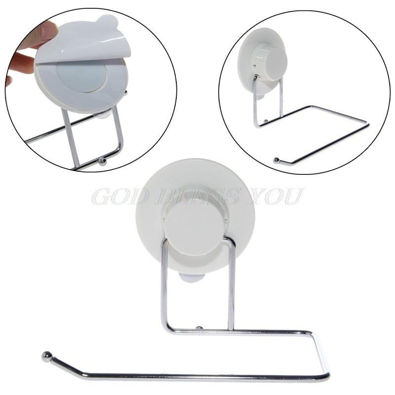 Toilet Paper Holder Bathroom Suction Hanger Tissue Rack Kitchen Towel Hook Powerful Vacuum Suction Cup Toilet Paper Roll Holder Wall Mount Towel Tissue Rack For Bathroom And Kitchen-Drill Free
